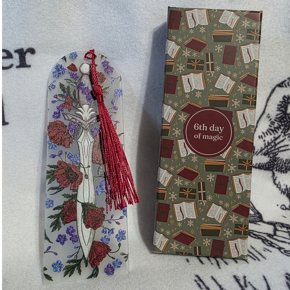 OwlCrate Dagger Floral Acrylic Bookmark OS Multicolor Excellent Advent Exclusive